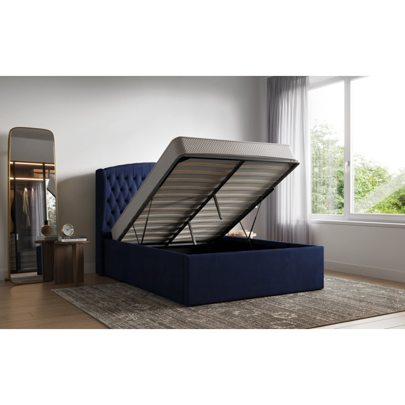 Upholstered Velvet Lift Up Storage Bed, Kingsize (5')