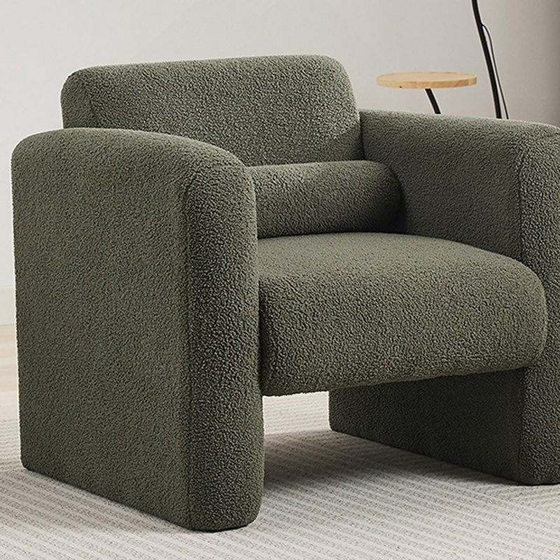 Chaise d'appoint moderne rembourrée en tissu Sherpa, Vert algue