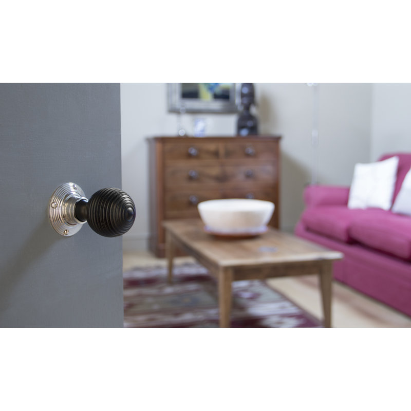 Ebony & Polished NickelBeehive Mortice/Rim Knob Set of 4