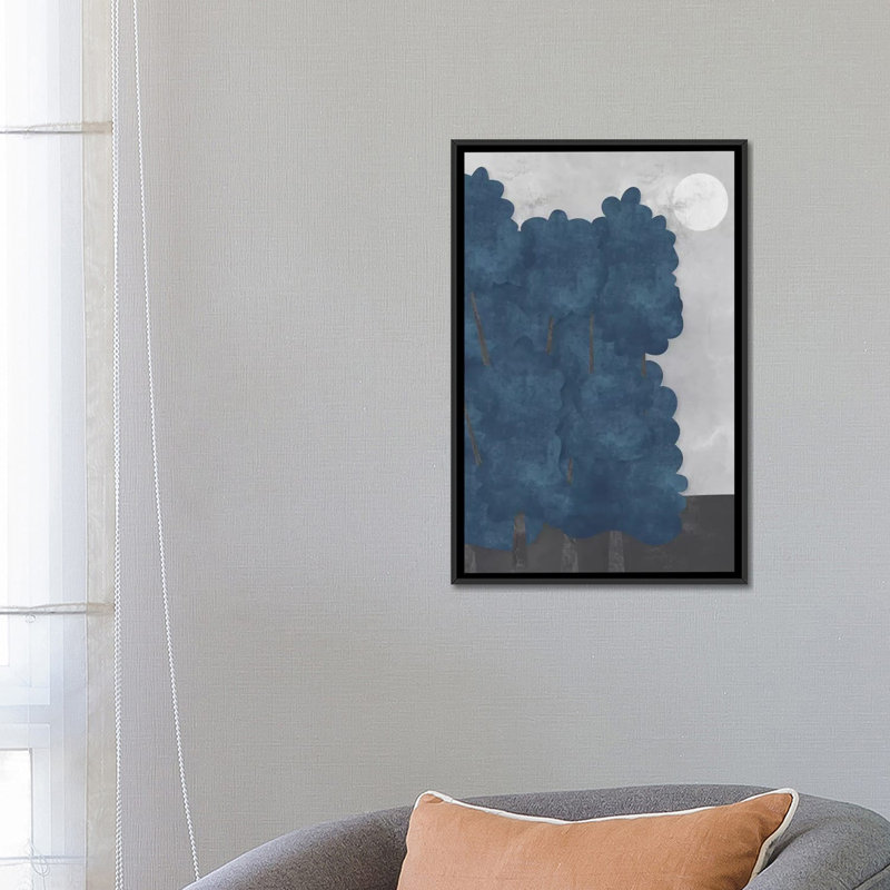 « trees », impression sur toile tendue, H 26 po x l 18 po x P 1,5 po, Toile avec cadre noir, Pas de tapis