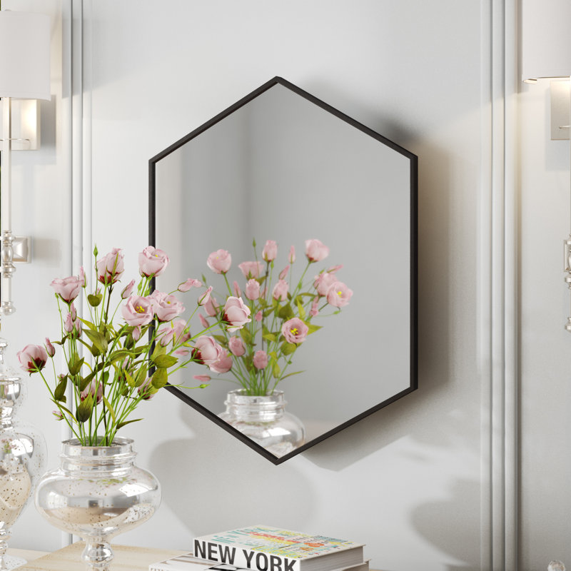 Miroir décoratif moderne et contemporain Breckler, Noir, 31 po x 22 po