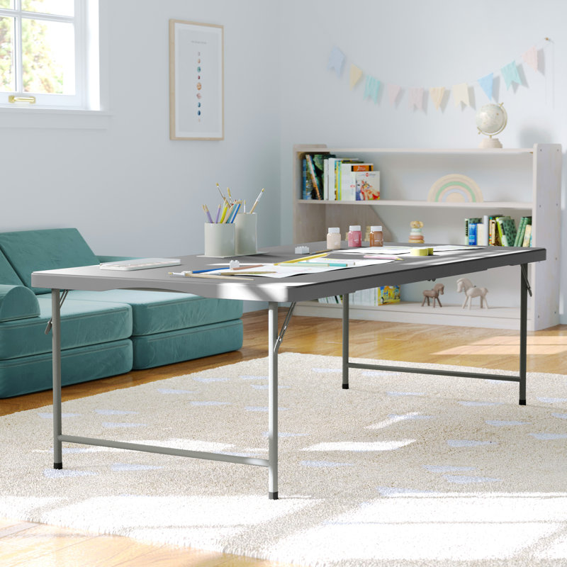 Indoor and Outdoor Kids Bi-Fold Plastic Folding Table - 30x60, Grey