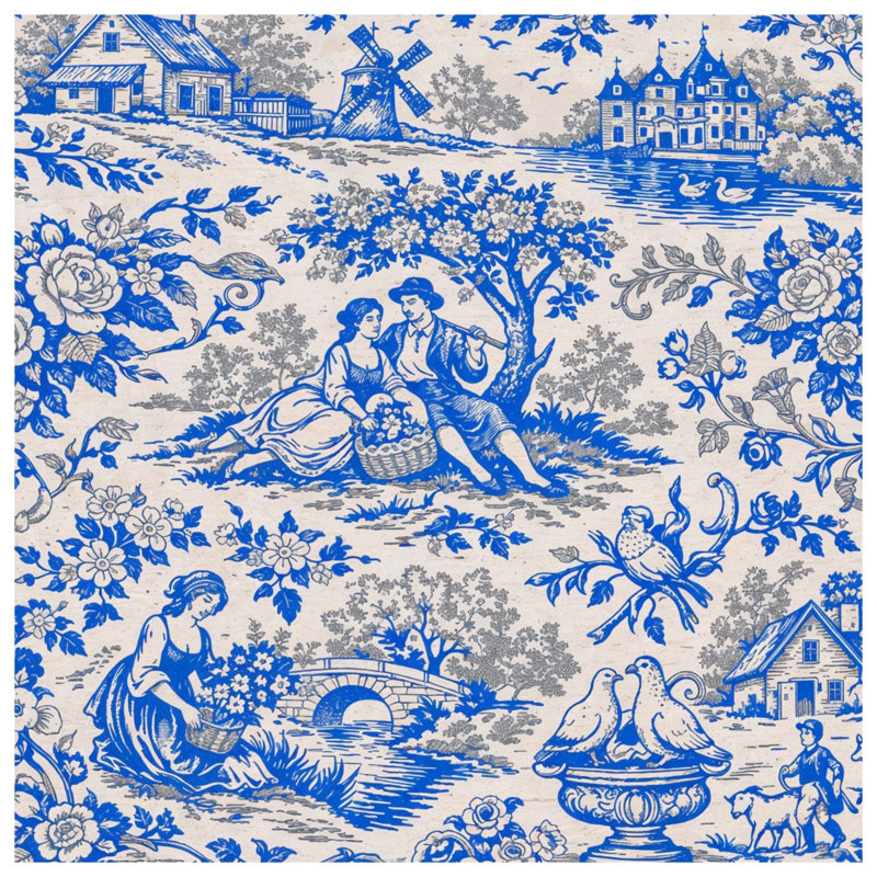 Coussins décoratifs Blue Toile, 14 x 14 inches