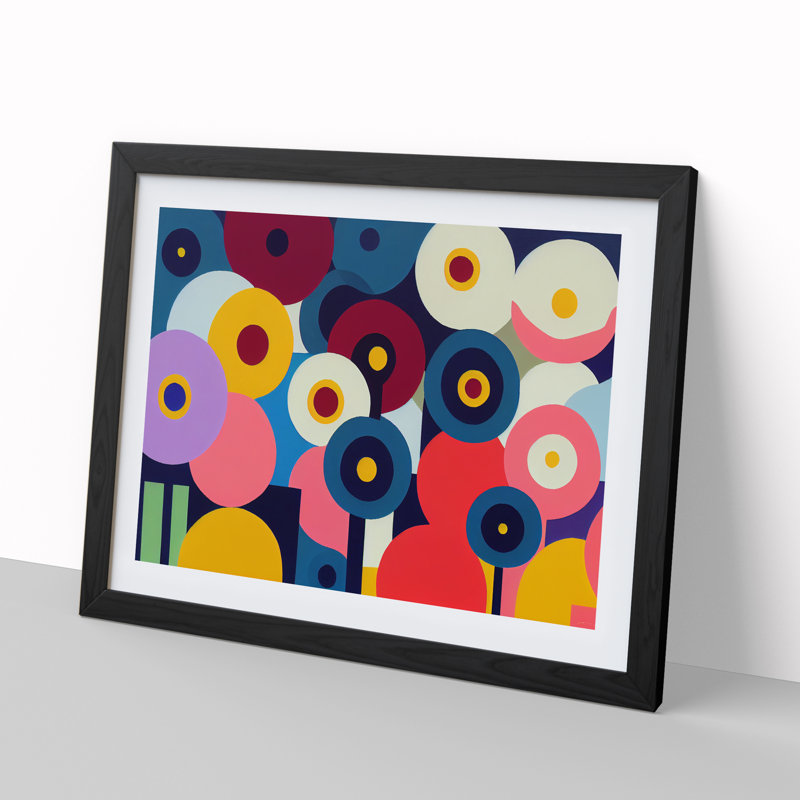 Cosmopolitan Flower Market Abstract - Single Picture Frame Print, Black Framed, 46cm H x 64cm W x 2cm D