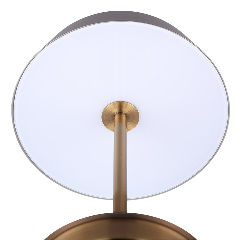 Pretoria 14 In. Integrated LED Brushed Nickel Table Lamp With Teal Metal Shade, On/Off Touch, And USB Chargeports, Gold, Gray