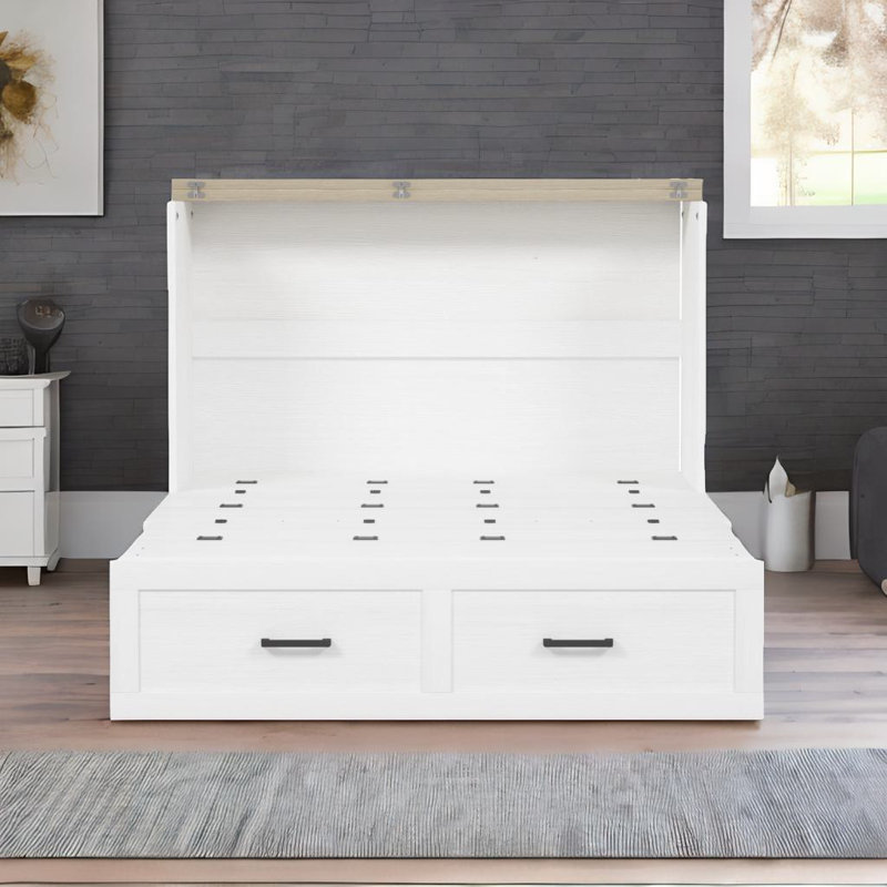 Lit armoire Murphy, Double, Blanc