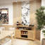Armoire de rangement en bambou naturel, [largeur] large buffet à 2 portes avec tablettes ouvertes et fermées