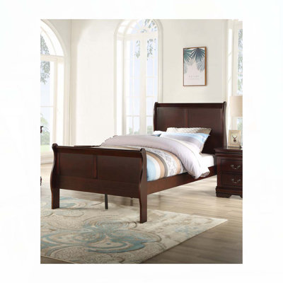 Panel Sleigh Bed Solid Wood Wooden