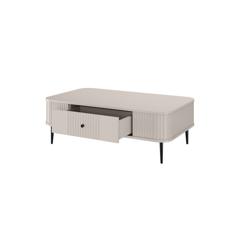 Dayzee Coffee Table with Storage, Cashmere Top/Black Base