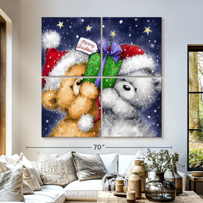Lelend, deux ours et un cadeau, H 57 po x l 57 po
