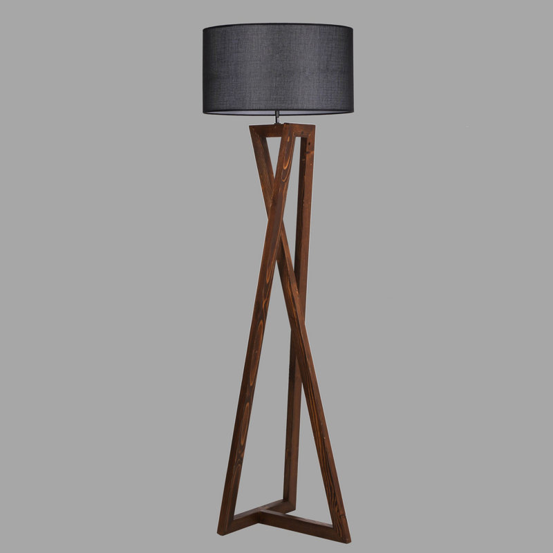 Piekos 166cm Brown Tripod Floor Lamp, Black