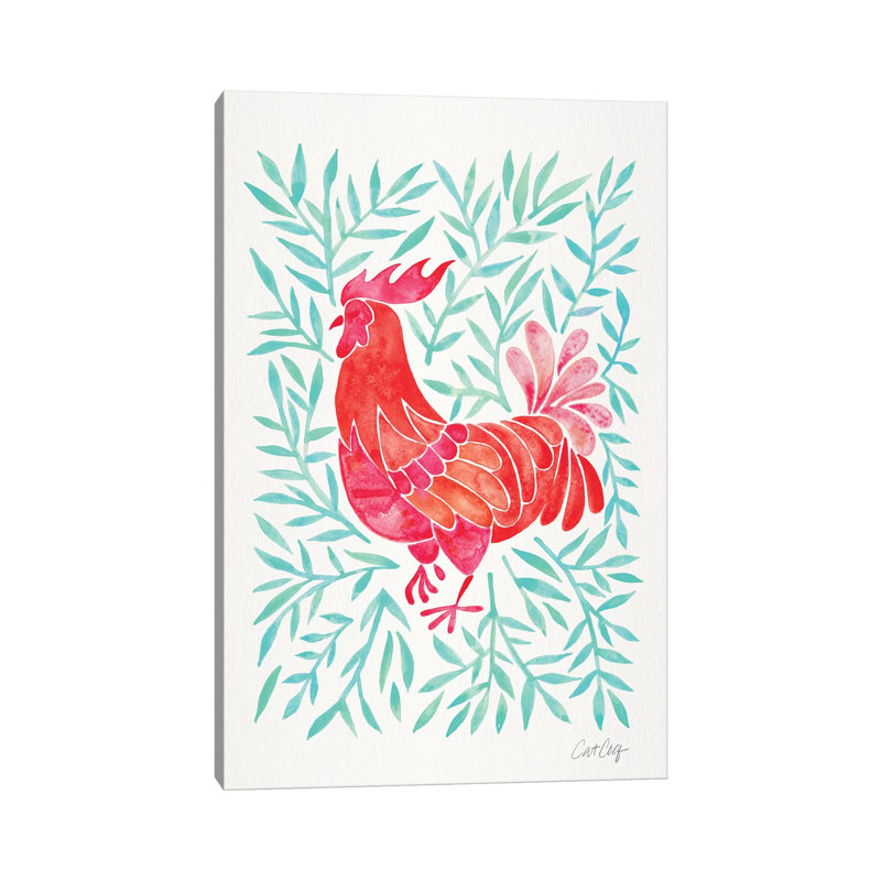 Coq par Coquillette - reproduction d'art, H 40 po x l 26 po x P 1,5 po, Toile tendue, Aucun mat