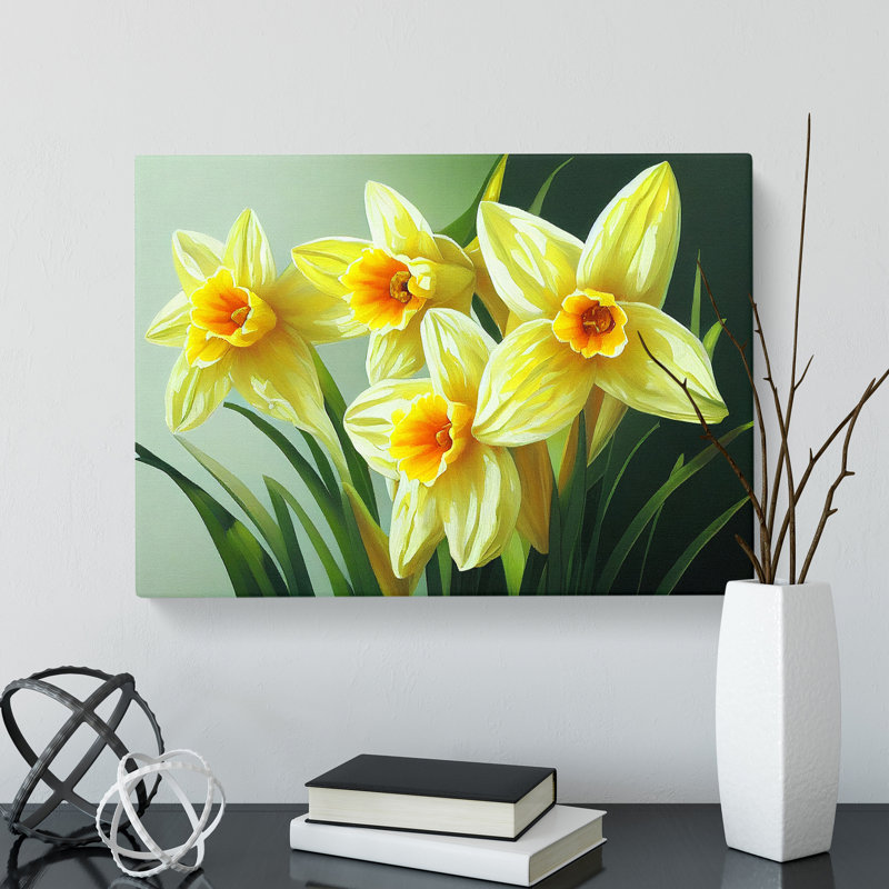 Pretty Daffodil Flowers - Wrapped Canvas, 50cm H x 76cm W x 3cm D