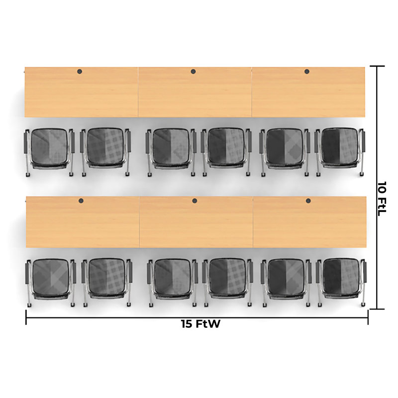 12 Person Training Meeting Seminar Tables with Modesty Panels and 12 Chairs Complete Set