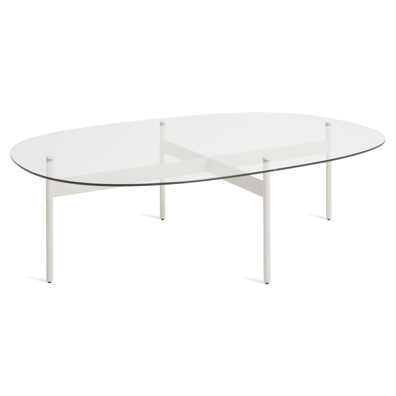 Flume Coffee Table, Clear/Putty, 14" H x 47" W x 31" D