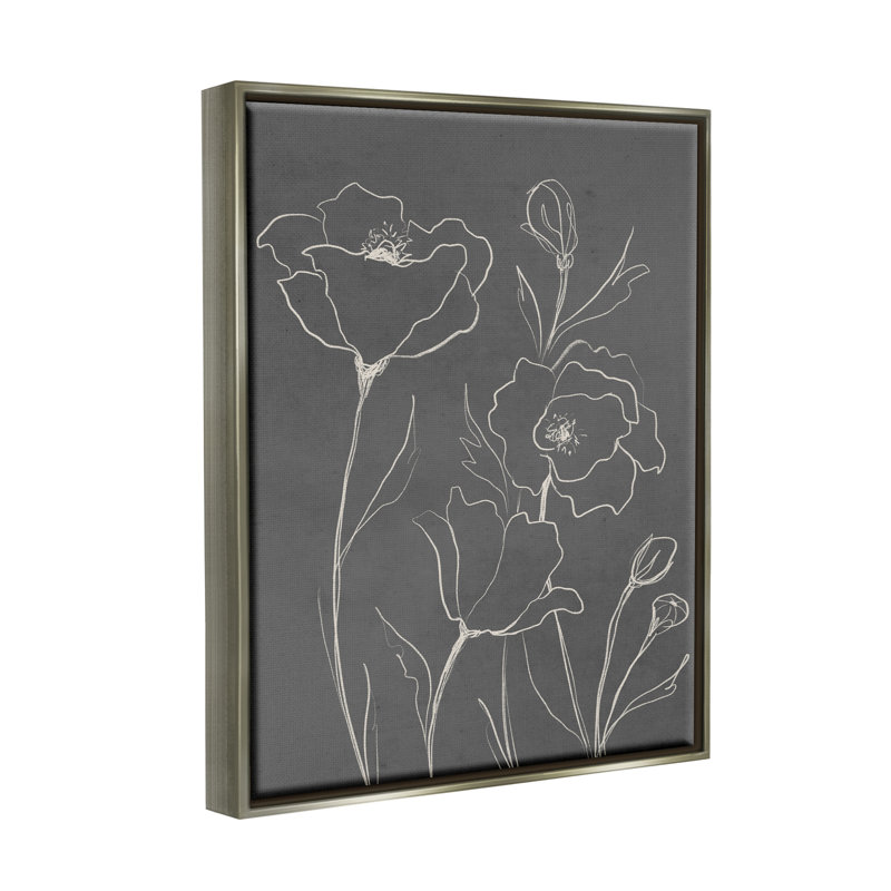«Blossoming Flower Petals Botanical Line Doodle Dessin» par Elizabeth Medley - reproduction flottante sur toile