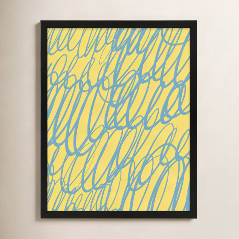 Color Squiggles 5 Print by Jacques Pilon, Black Single Structure Framed Paper, 30" H x 24" W x 1.25" D