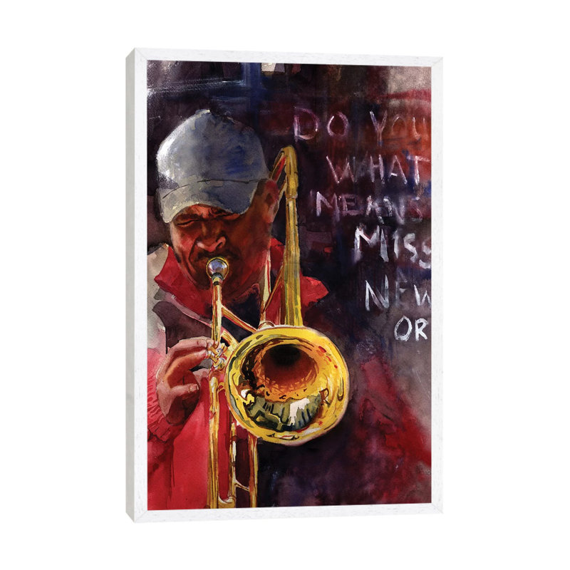 New Orleans Ephemera by Rachel Parker - Painting on Canvas, White Framed, 66.04cm H x 45.72cm W x 3.81cm D