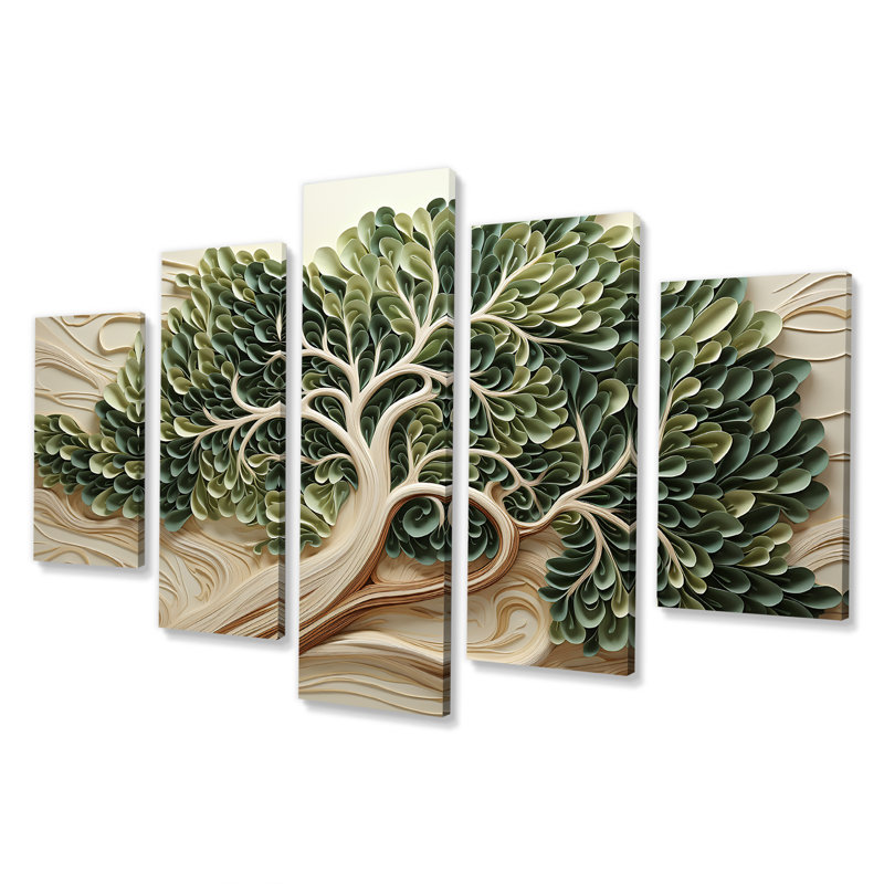  «Tree American Basswood Collage II - Tree Multipanel Wall Art