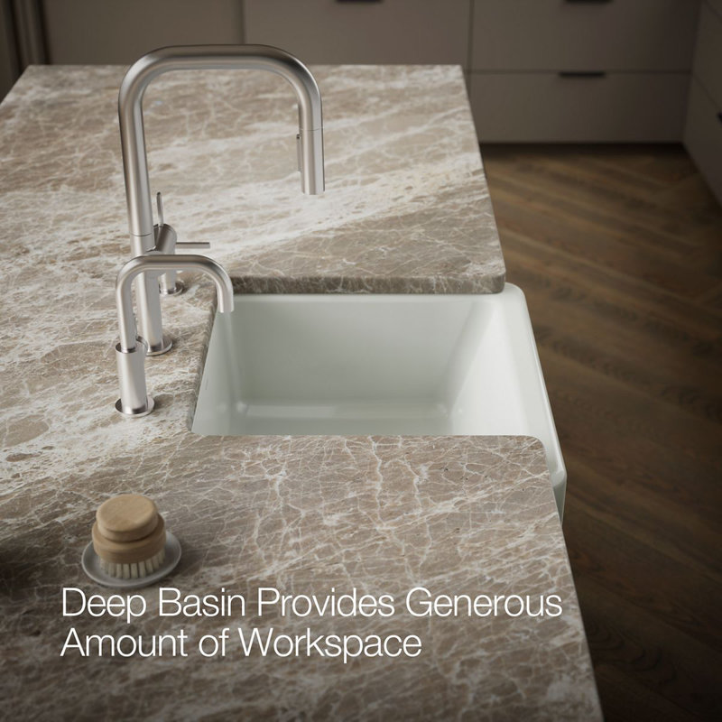 Whitehaven® Self-Trimming 23.5"L x 21.5625"W Farmhouse Kitchen Sink, Sea Salt