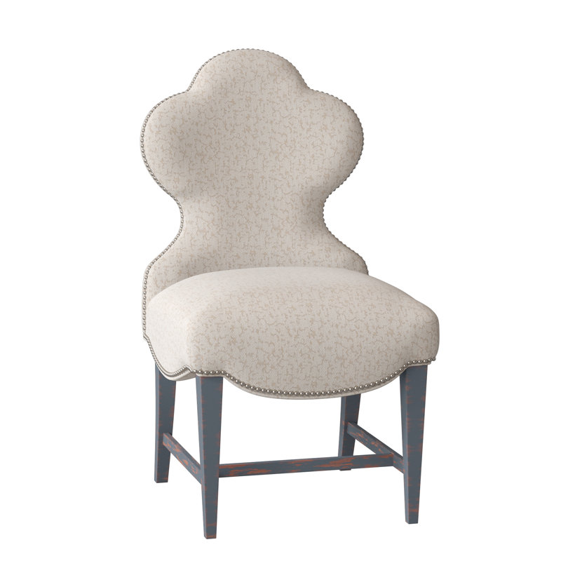 Ace Of Clubs Dining Chair, Elise Harbor, Vintage Ebony, Polished Nickel Small