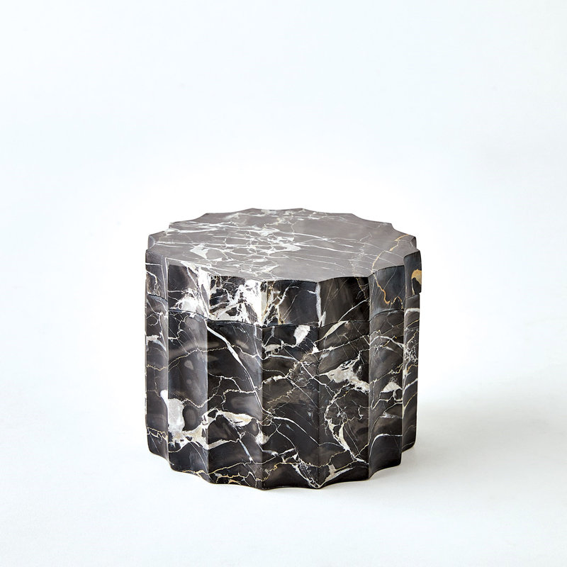Ionic Jar-Golden Portoro-Sm, 4.5" H x 6" W x 6" D