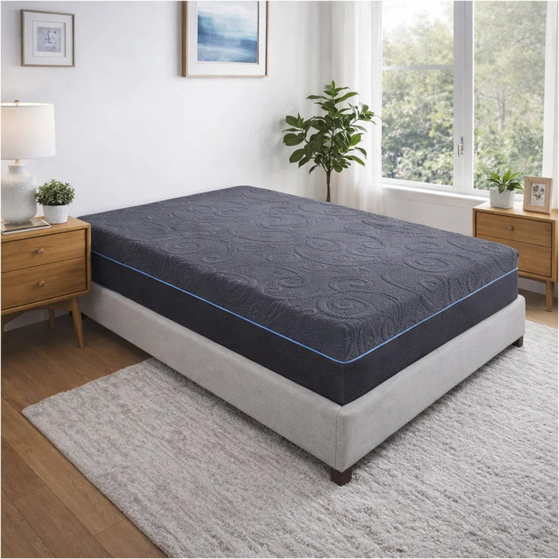 Matelas très grand californien Kae, mousse viscoélastique imprégnée de gel, moyenne 14 po, Très grand californien