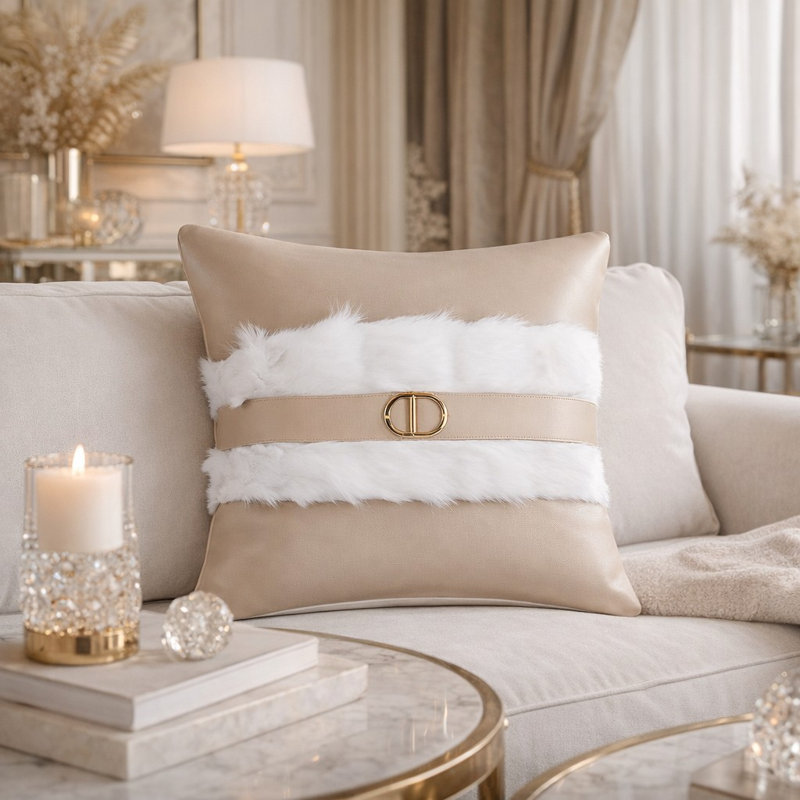 Coussin en fausse fourrure beige Atlas Atlas