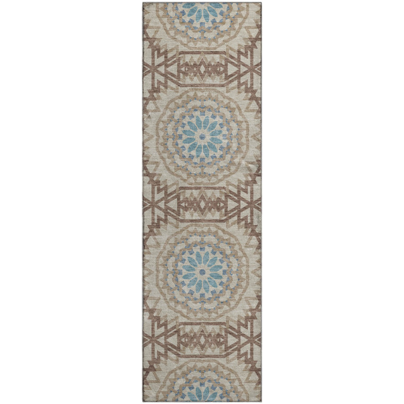 Premium Machine Washable Cerrito Khaki Rug, Runner 2'3" x 7'6"