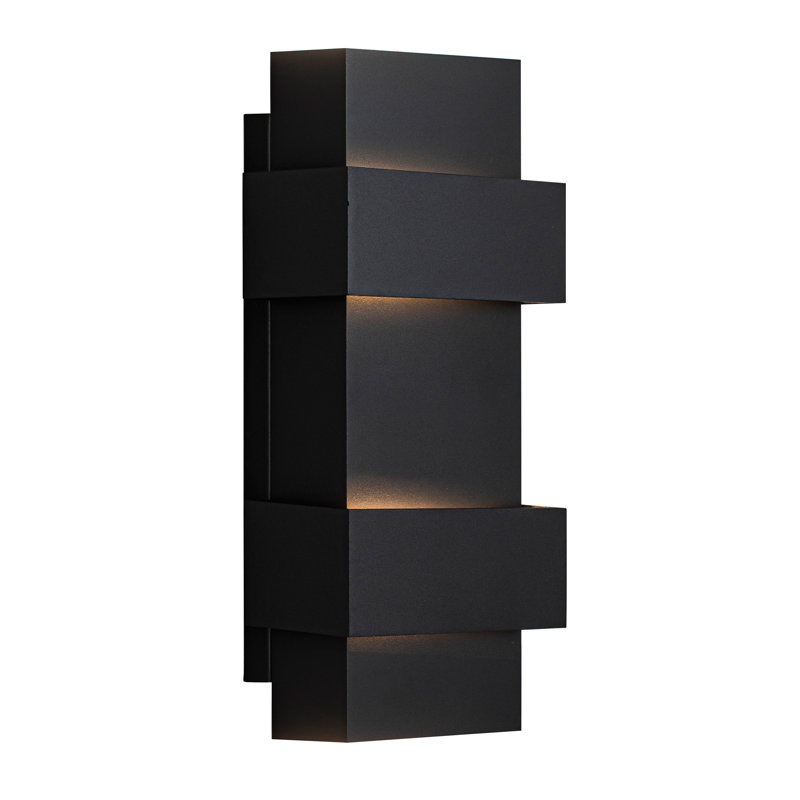 Applique murale extérieure noire mate de 29,8 cm (11,75 po), éclairage DEL haut et bas, intensité variable