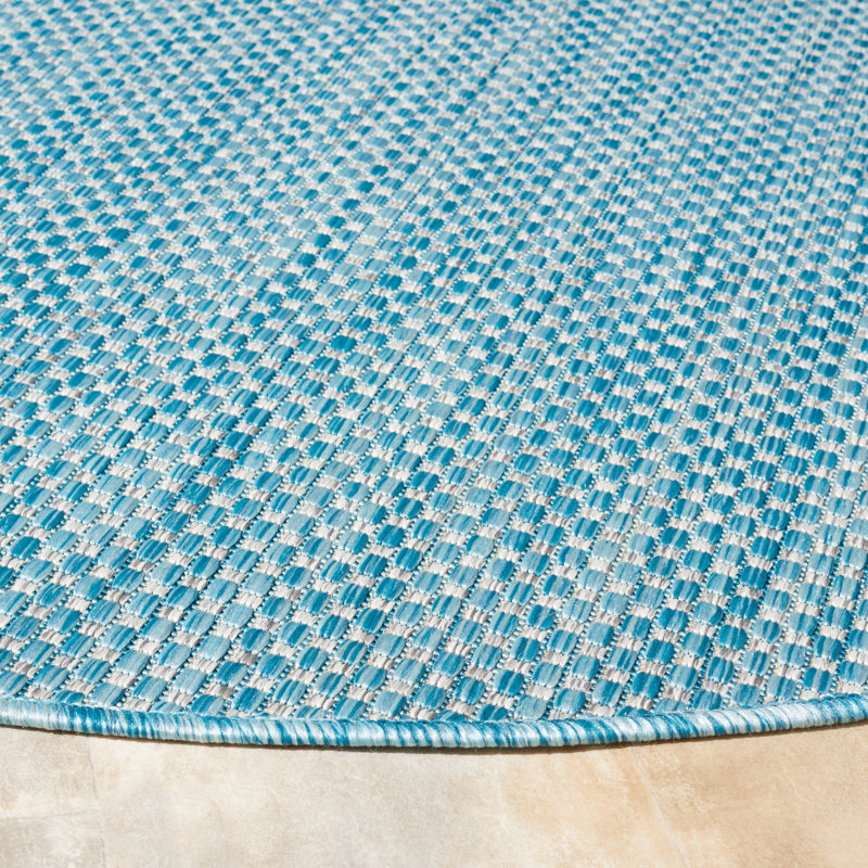 Chanal Performance Solid Color Indoor/Outdoor Area Rug, Round 5'3"
