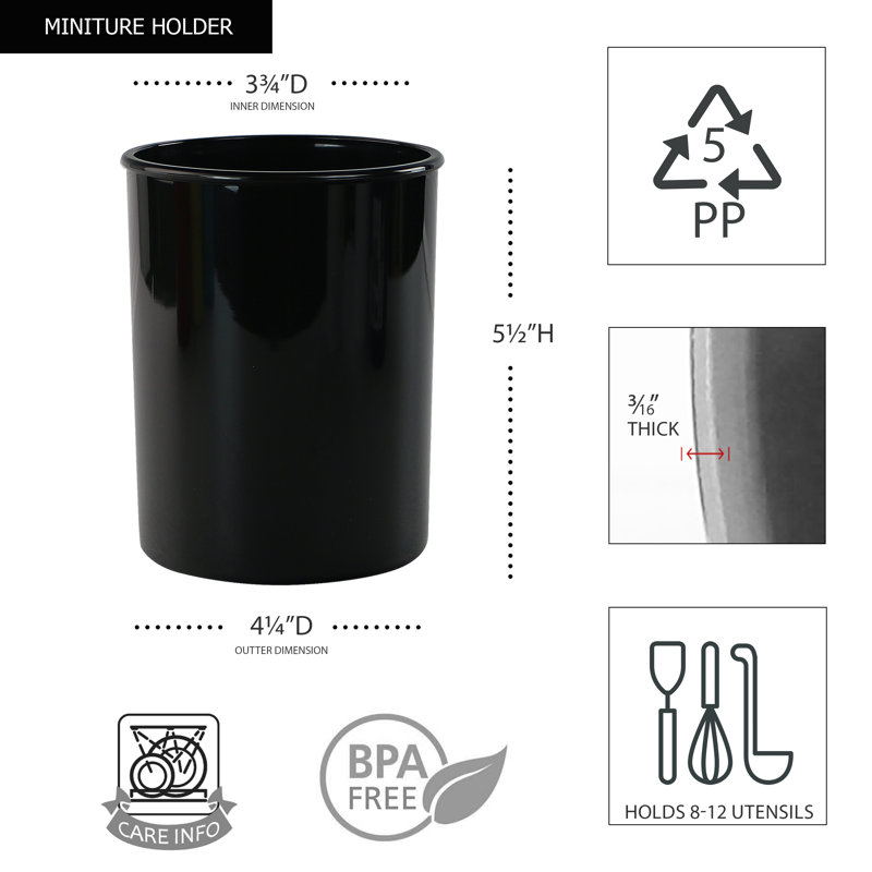 Pot à ustensiles en plastique, Noir