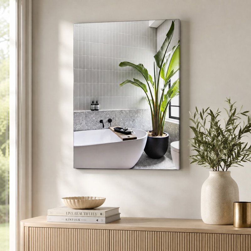  Adaiyah 13.75'' W 18'' H Recessed Frameless, Wall mounted bathroom Medicine Cabinet Mirror for storage 2 Adjustable Shelves