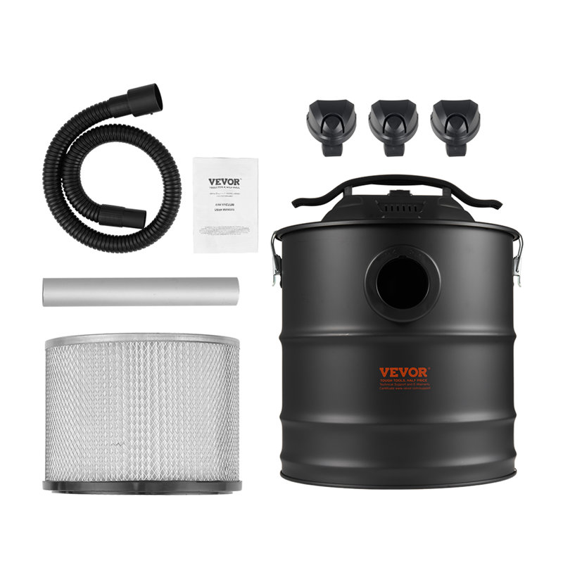 Aspirateur à cendres, réservoir de 19 litres (5 gallons), aspiration puissante de 1 200 W, câble d'alimentation de 5 m (16,4 pi), pression d'aspiration maximale de 16 kPa, aspirateur pour cheminée avec aspiration inversée, compatible avec les poêles à granules, les poêles à bois et les brûleurs à bûches.