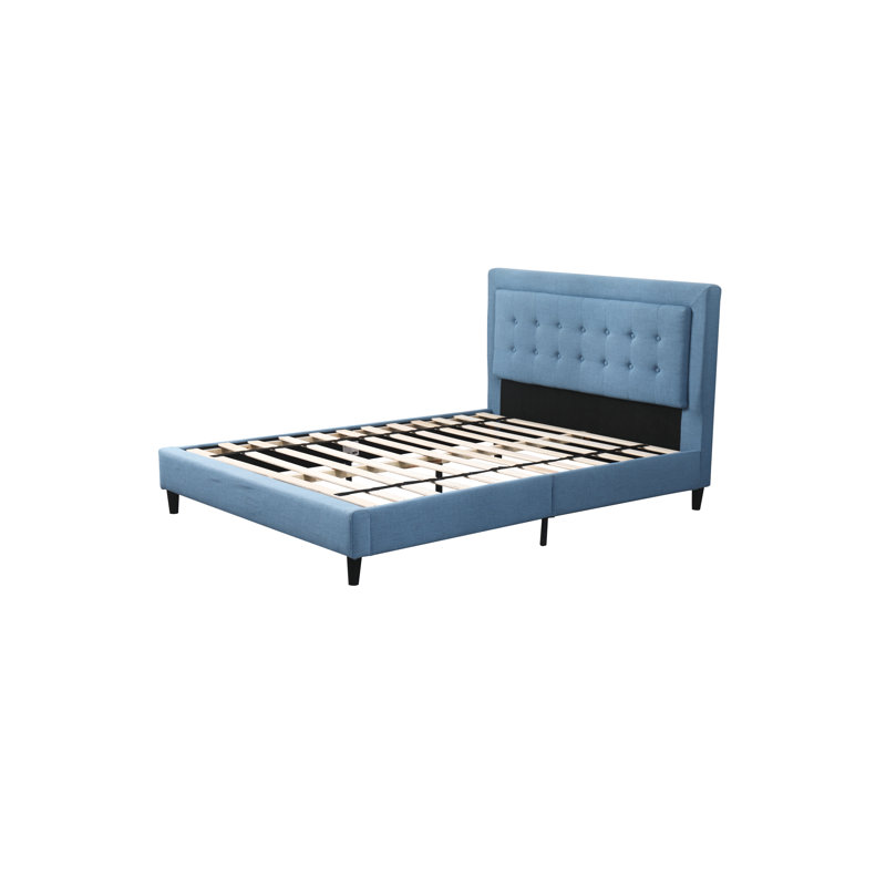 Lit plateforme tapissier Poplar, Grand, Bleu