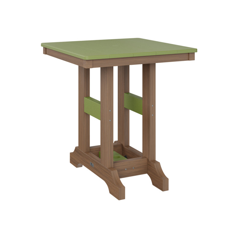 Garden Classic Outdoor Square Dining Table, Kiwi Green, Antique Mahogany