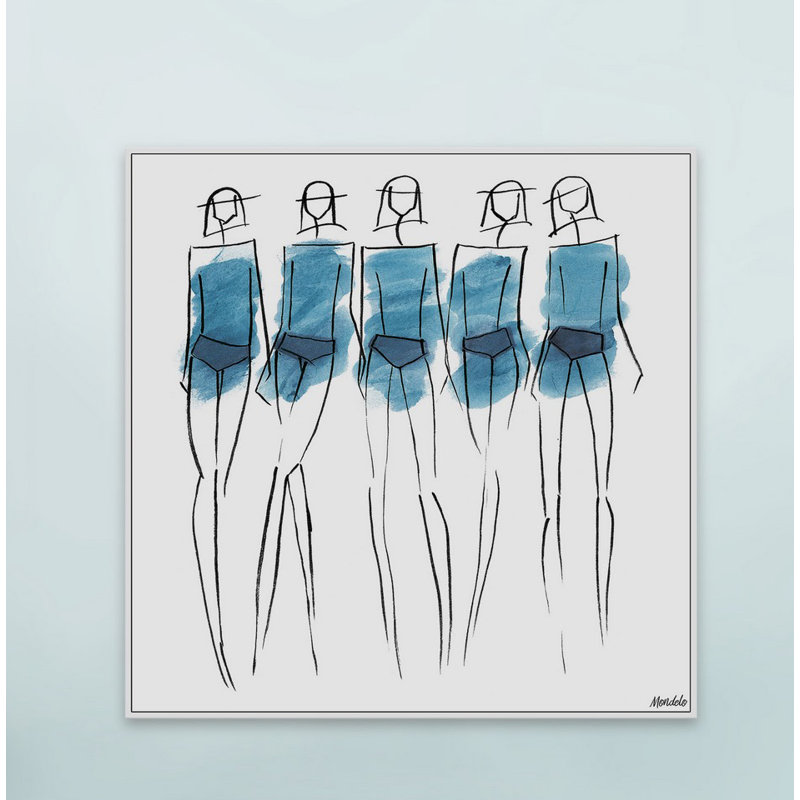 « blue bottoms »-reproduction de peinture à l’aquarelle sur toile, H 18 po x l 18 po