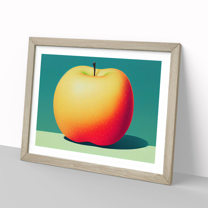 Single Apple Fruit Vol.2 - Print, Oak Framed, 34cm H x 46cm W x 2cm D
