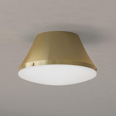 Avra Medium 2-Light Brushed Gold Flush Mount with Etched White Glass Shade