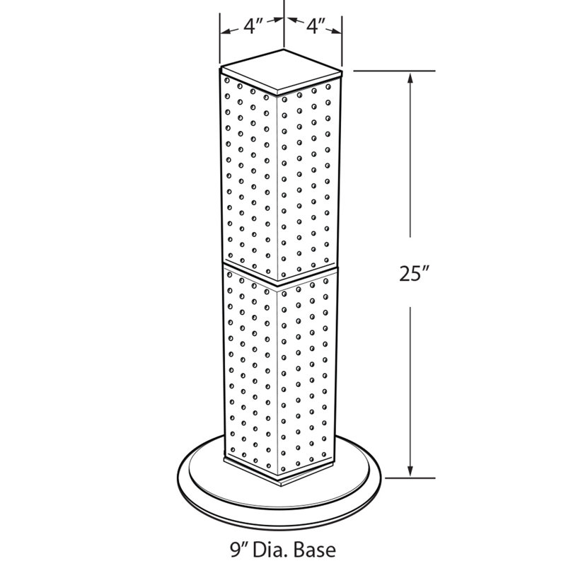 Green Four-Sided Revolving Pegboard Display Tower with Plastic Base