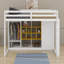 Lit mezzanine simple avec tablettes, armoire et garde-robe-391010134