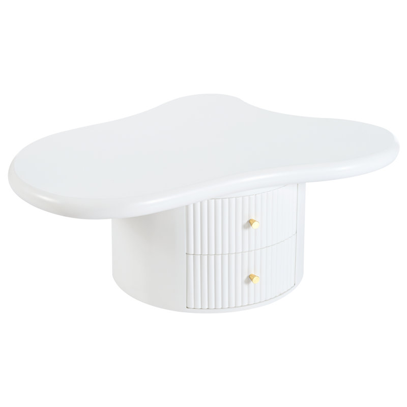 Ensemble de 3 tables basses de forme irrégulière avec 2 tiroirs et 2 petits tabourets de salon U-Can Cloud