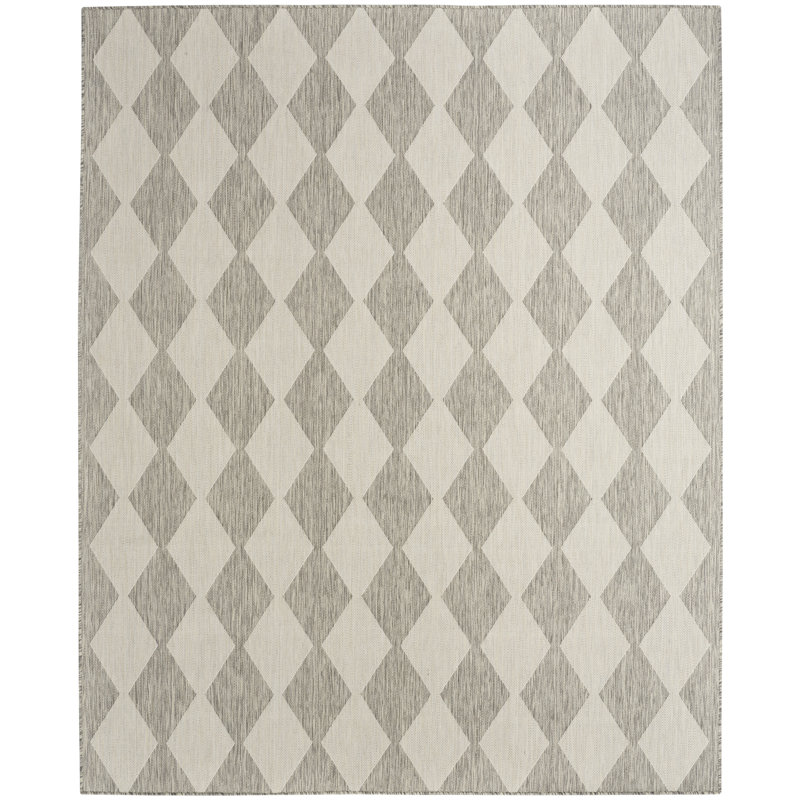 Positano Indoor/Outdoor Area Rug, Rectangle 7' x 10', Gray/Cream