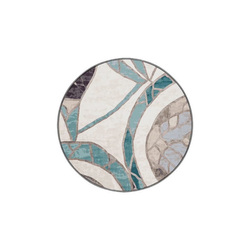 Tapis gris soyeux et moelleux, Rond 5 pi