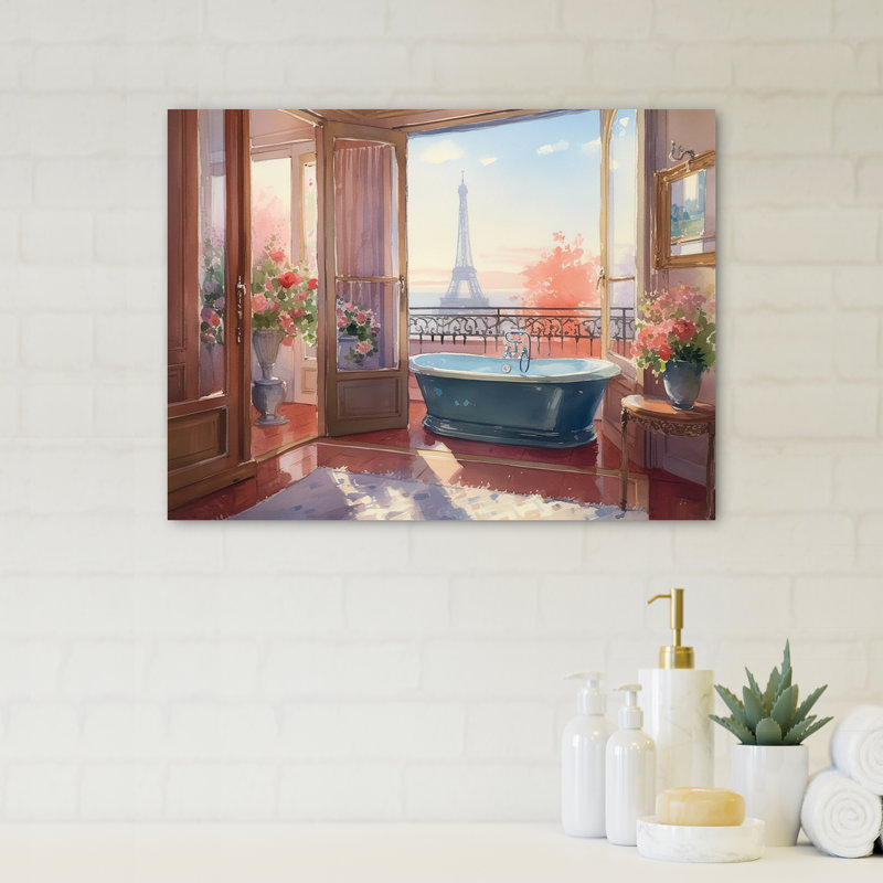 «Ulku Bathaign Bliss With A View of The Eiffel Tower I», reproduction sur toile, H 16 po x l 32 po x P 1 po