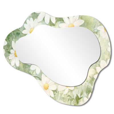 Miroir mural Floral Cloud - Daisy Field Charm in Summer, impression sur métal