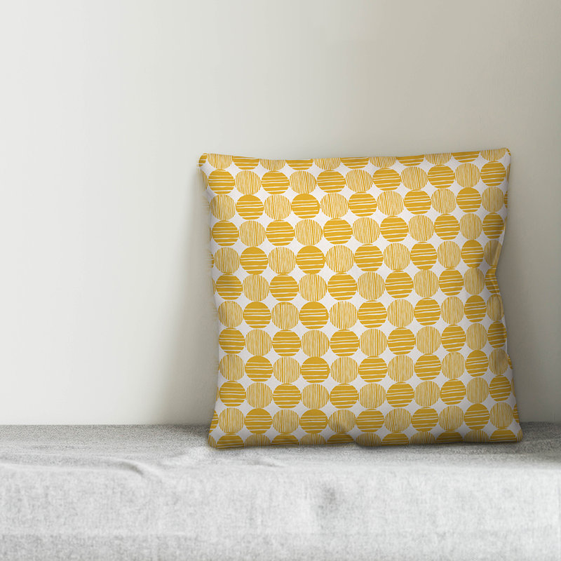 Geometric Reversible Throw Pillow, 18" x 18", Yellow/White Geometric 1