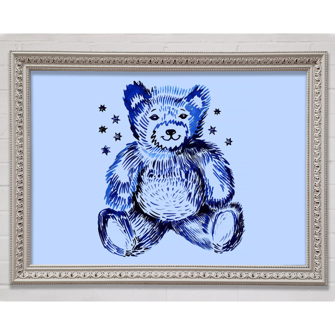 Blauer Teddybär Sterne - Druck