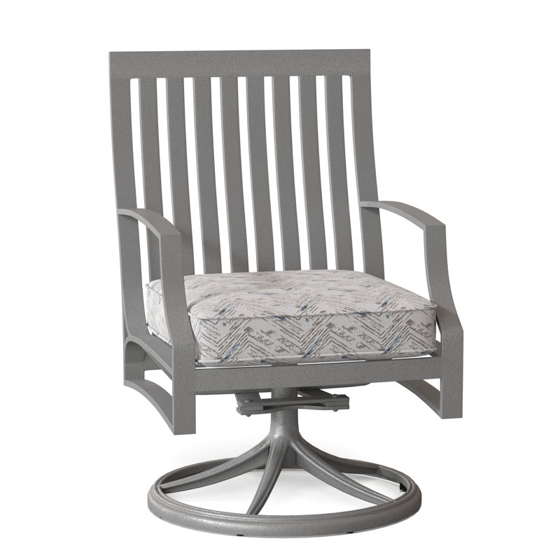 Seal Cove Outdoor Dining Armchair, Spectrum Denim Sunbrella® Plainweave, Pewter Finish