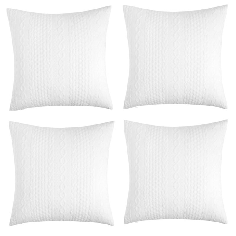Jeté carré Knit Collection with Geometric pattern, Blanc, 20 po x 20 po